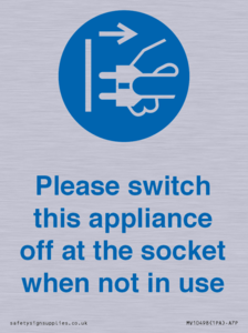 Please switch this appliance off at the socket when not in use
